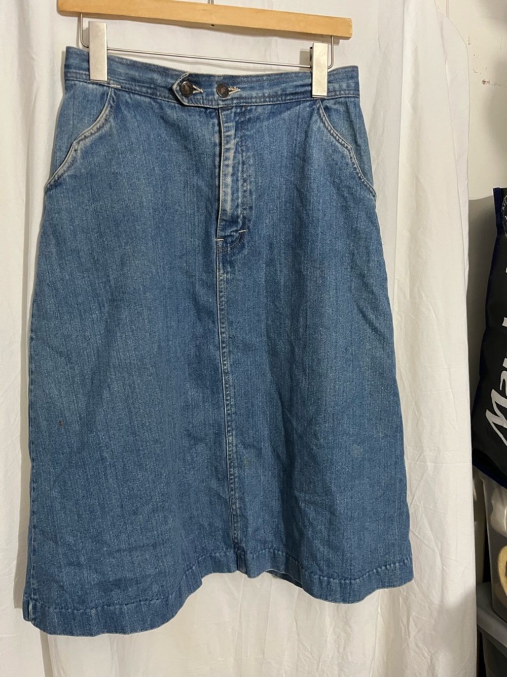 Vintage Classic Denim A-Line Skirt - Blue